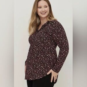 NWT Torrid Emma Babydoll Lace Trim Tunic Top Long Sleeve Size 2